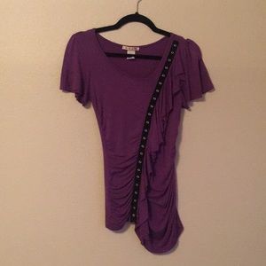 💜 Purple Asymmetrical Ruffle Top 💜